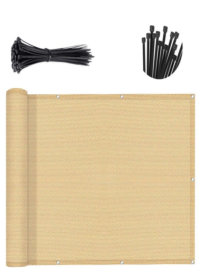 SUNNY GUARD 3'x16' Sand Yellow Balcony Privacy Screen Fence, Apartments Railing, Heavy Duty Wind Screen for Outdoor,Backyard,Patio,Deck Privacy（We Make Custom Sizes） - Image 1